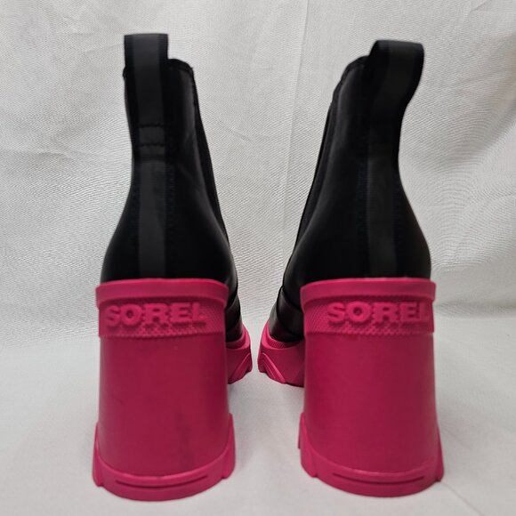 Sorel Brex Heel Chelsea Waterproof High Heel Black Boot Hot Pink Womens Size 7.5 - Picture 6 of 12